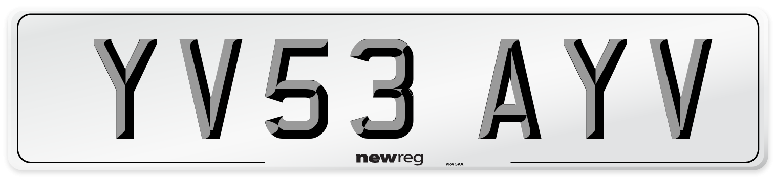YV53 AYV Number Plate from New Reg